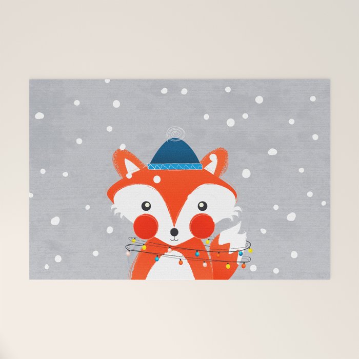 Christmas Fox with fairy lights Welcome Mat Gallery Image 1