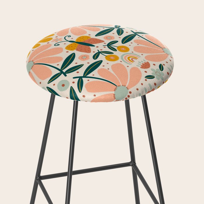 Pretty Floral - Earth Colors Stool Gallery Image 2