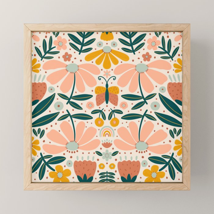 Pretty Floral - Earth Colors Mini Art Print Gallery Image 1