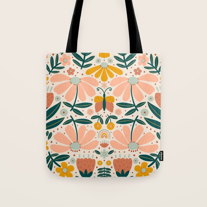 Pretty Floral - Earth Colors Tote Bag Gallery Image 1