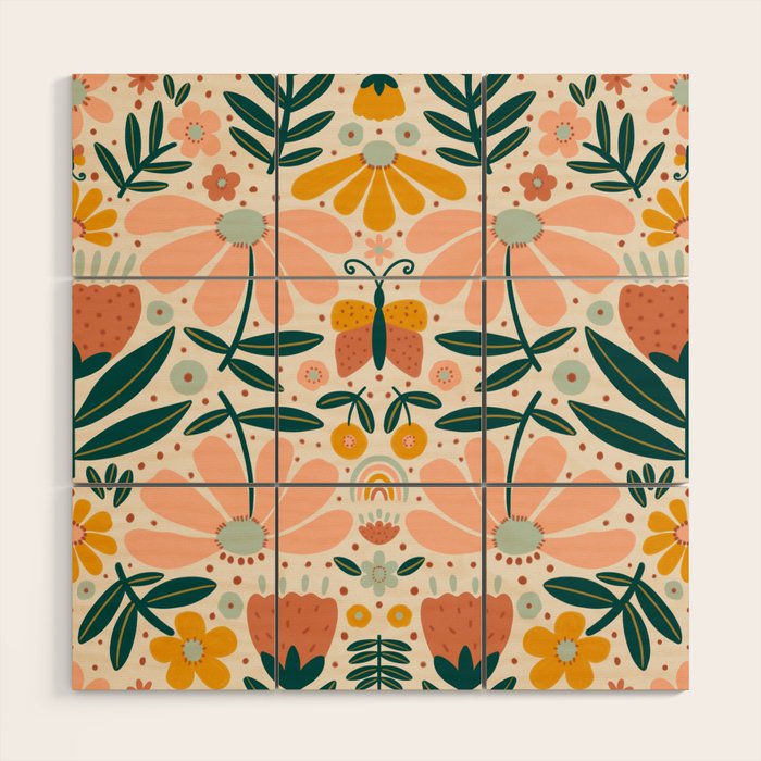 Pretty Floral - Earth Colors Wood Wall Art Gallery Image 1
