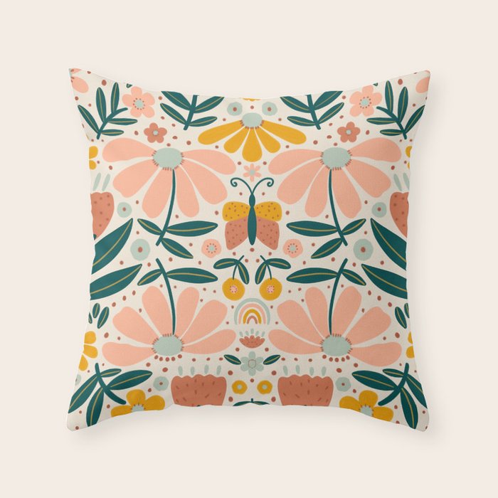 Pretty Floral - Earth Colors Throw Pillow Gallery Image 6