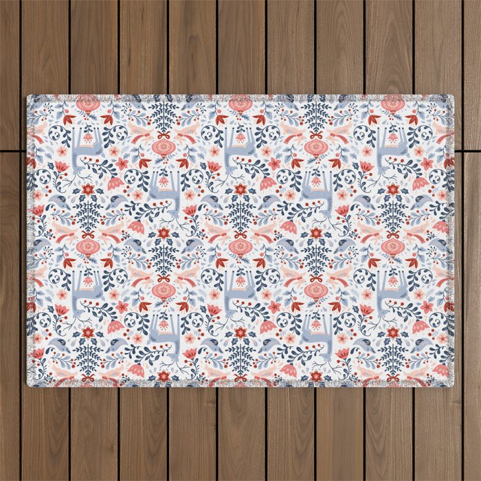 Folk Art Christmas Outdoor Rug Gallery Image 1