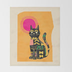 Very Happy Abstract Cat 4 Throw Blanket Gallery Image 2