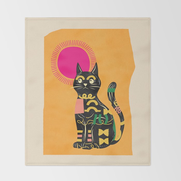 Very Happy Abstract Cat 4 Throw Blanket Gallery Image 2