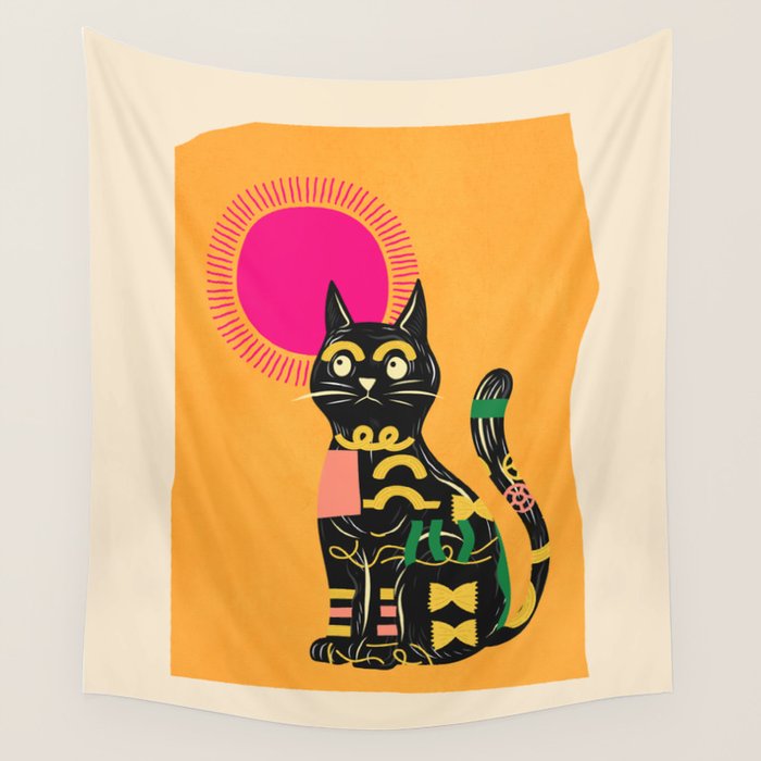 Very Happy Abstract Cat 4 Wall Tapestry Gallery Image 1