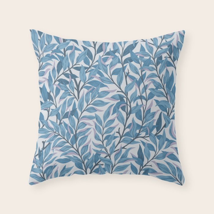 Romantic Botanica - Foliage in Light Blue Throw Pillow Gallery Image 6