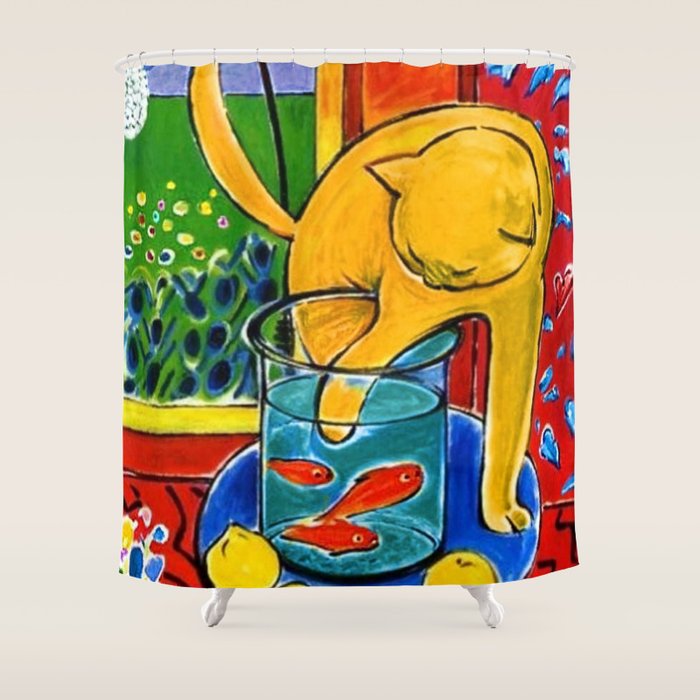 Henri Matisse - Cat With Red Fish still life painting Shower Curtain Gallery Image 1
