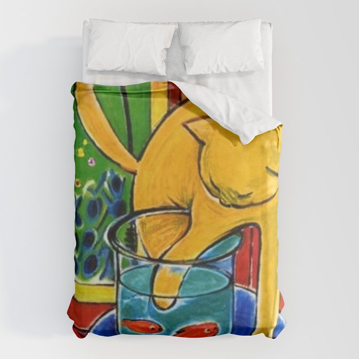 Henri Matisse - Cat With Red Fish still life painting Duvet Cover Gallery Image 1