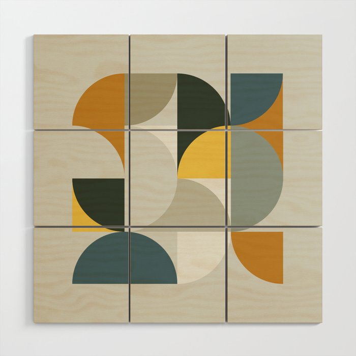 Mid Century Geometric 13 Wood Wall Art Gallery Image 1