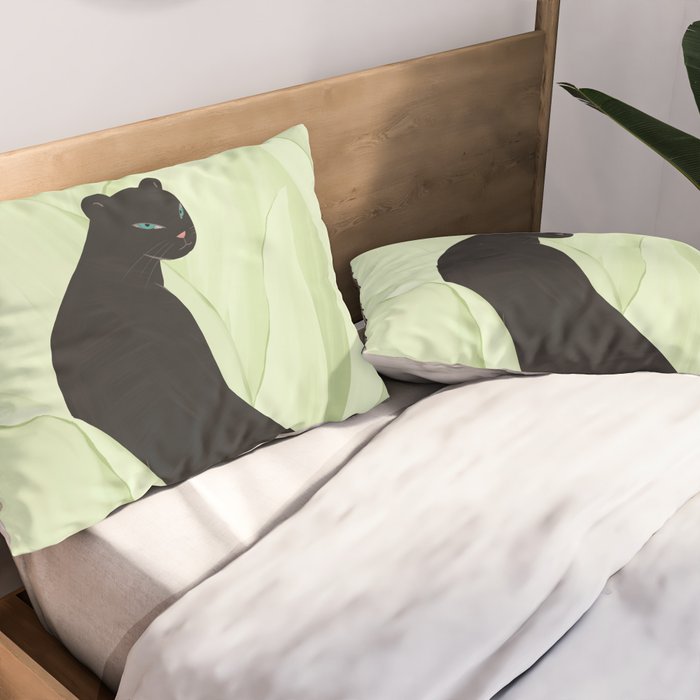 Black Panther in Sansevieria Pillow Sham Gallery Image 2