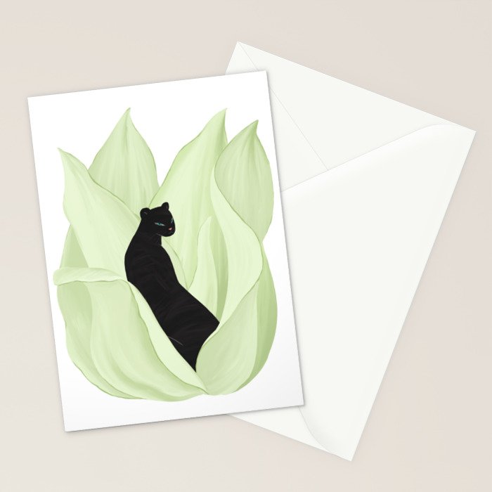 Black Panther in Sansevieria Stationery Card Gallery Image 2
