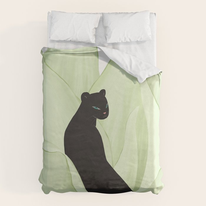 Black Panther in Sansevieria Duvet Cover Gallery Image 6