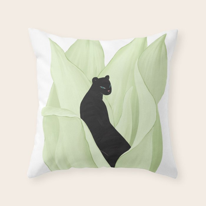 Black Panther in Sansevieria Throw Pillow Gallery Image 6