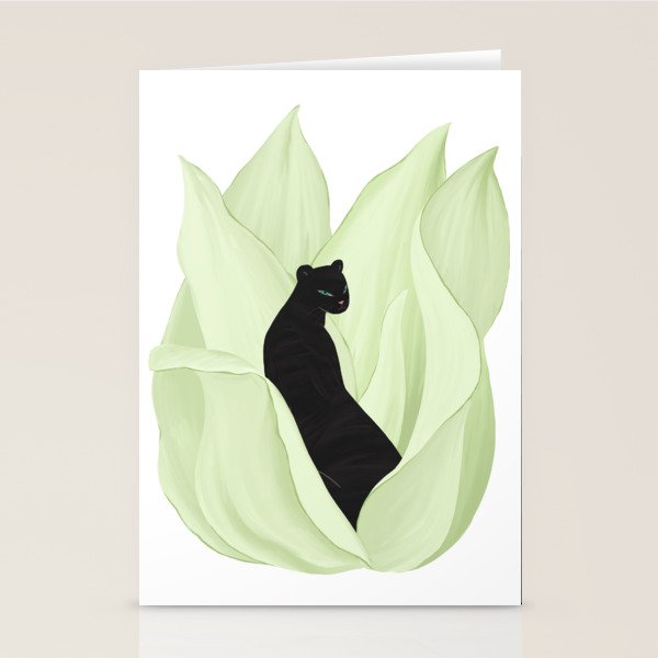 Black Panther in Sansevieria Stationery Card Gallery Image 1