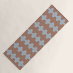 Wavy Stripes Mocha Brown and Dusty Light Blue Ogee A-Go-Go Pattern Yoga Mat Gallery Image 1