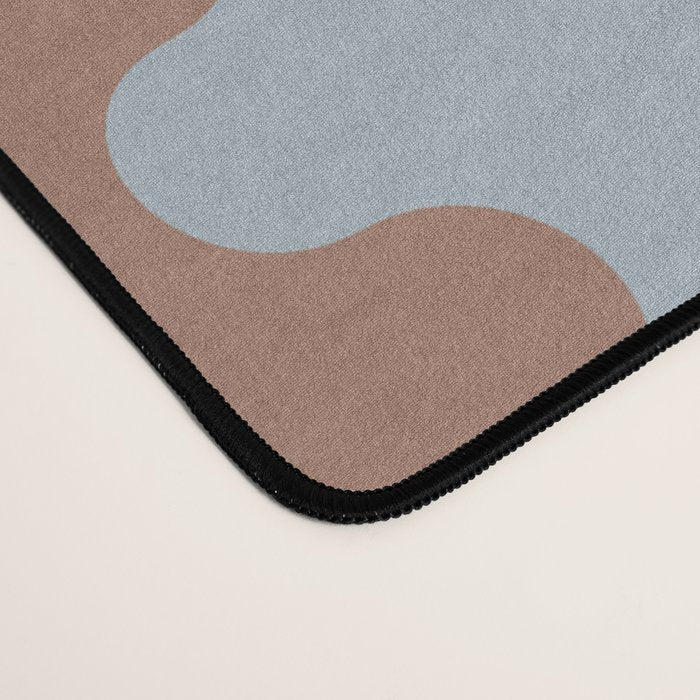 Wavy Stripes Mocha Brown and Dusty Light Blue Ogee A-Go-Go Pattern Desk Mat Gallery Image 4