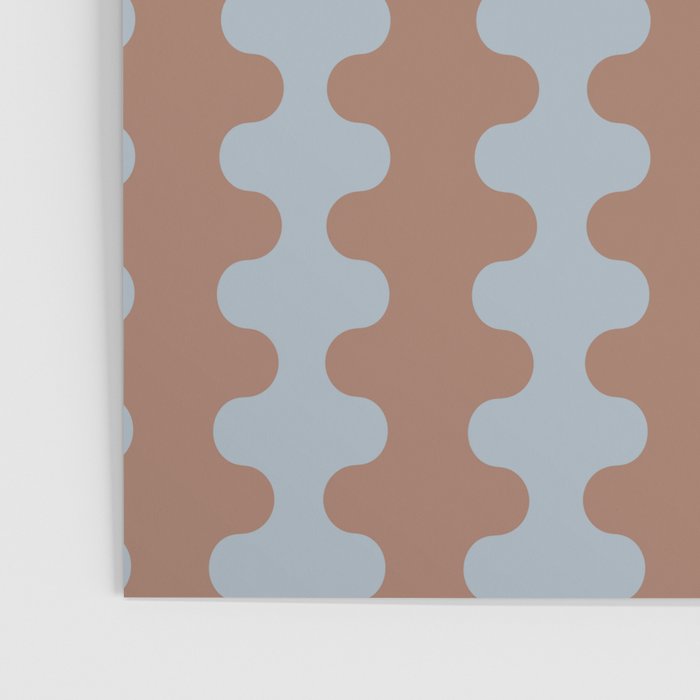 Wavy Stripes Mocha Brown and Dusty Light Blue Ogee A-Go-Go Pattern Poster Gallery Image 3