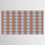 Wavy Stripes Mocha Brown and Dusty Light Blue Ogee A-Go-Go Pattern Tablecloth Gallery Image 2