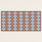 Wavy Stripes Mocha Brown and Dusty Light Blue Ogee A-Go-Go Pattern Desk Mat Gallery Image 3