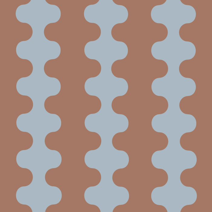 Wavy Stripes Mocha Brown and Dusty Light Blue Ogee A-Go-Go Pattern Coffee Mug Gallery Image 2