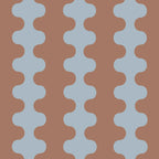 Wavy Stripes Mocha Brown and Dusty Light Blue Ogee A-Go-Go Pattern Coffee Mug Gallery Image 2