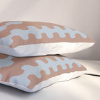 Wavy Stripes Mocha Brown and Dusty Light Blue Ogee A-Go-Go Pattern Pillow Sham Gallery Image 3