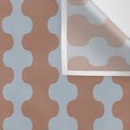 Wavy Stripes Mocha Brown and Dusty Light Blue Ogee A-Go-Go Pattern Wall Tapestry Gallery Image 3