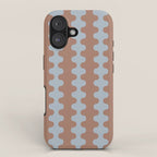 Wavy Stripes Mocha Brown and Dusty Light Blue Ogee A-Go-Go Pattern iPhone Case Gallery Image 1