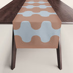 Wavy Stripes Mocha Brown and Dusty Light Blue Ogee A-Go-Go Pattern Table Runner Gallery Image 1