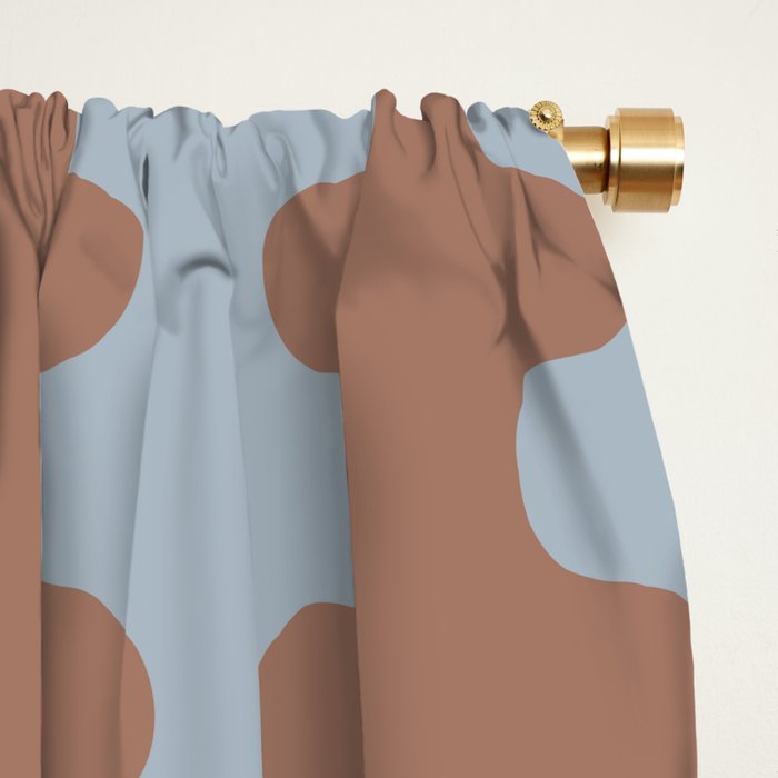 Wavy Stripes Mocha Brown and Dusty Light Blue Ogee A-Go-Go Pattern Window Curtain Gallery Image 2