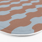 Wavy Stripes Mocha Brown and Dusty Light Blue Ogee A-Go-Go Pattern Bath Mat Gallery Image 3