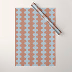 Wavy Stripes Mocha Brown and Dusty Light Blue Ogee A-Go-Go Pattern Wrapping Paper Gallery Image 1