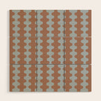 Wavy Stripes Mocha Brown and Dusty Light Blue Ogee A-Go-Go Pattern Wood Wall Art Gallery Image 1
