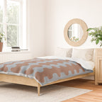Wavy Stripes Mocha Brown and Dusty Light Blue Ogee A-Go-Go Pattern Duvet Cover Gallery Image 2