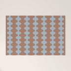 Wavy Stripes Mocha Brown and Dusty Light Blue Ogee A-Go-Go Pattern Welcome Mat Gallery Image 1