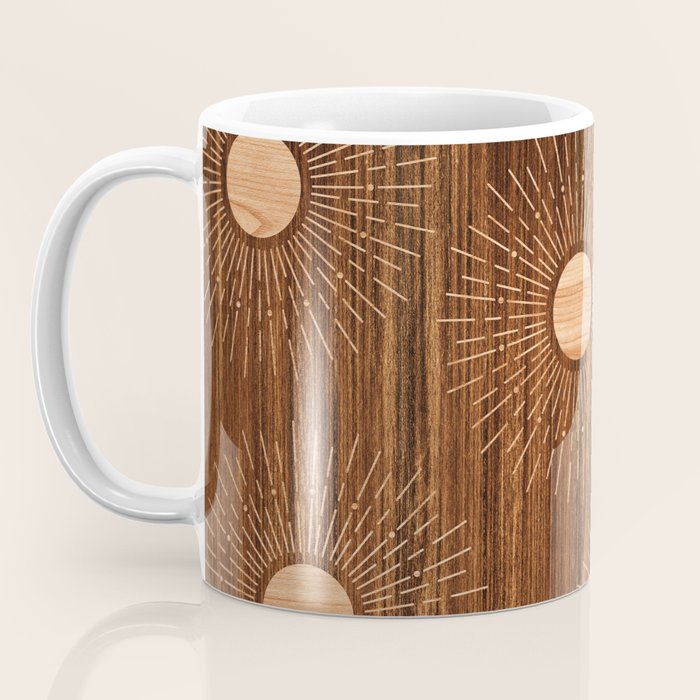 Boho sun Island style wood inlay art  Coffee Mug Gallery Image 3