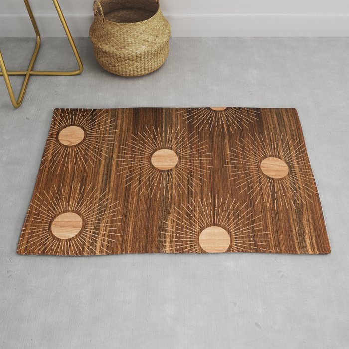 Boho sun Island style wood inlay art  Rug Gallery Image 1