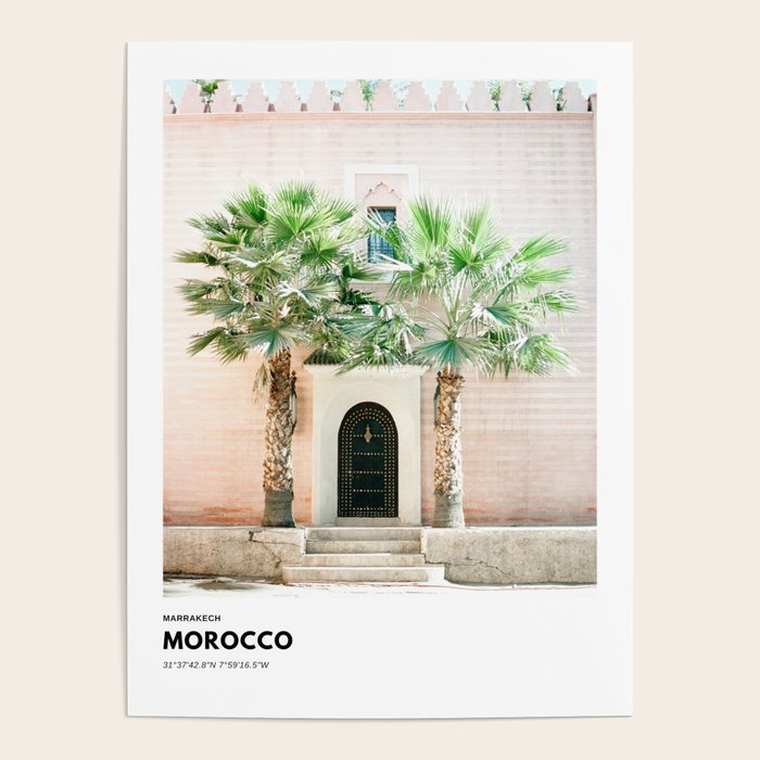 Marrakech Morocco coordinates poster | Pastel travel photography  Poster Gallery Image 1