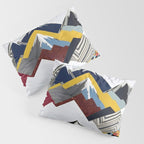 Snowcap Mountains, Graphic Collage Abstract, Eclectic Textures Patterns, Geometric Shapes Nature Landscape Winter Contemporary Pillow Sham Gallery Image 3