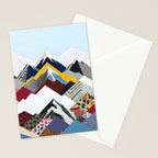 Snowcap Mountains, Graphic Collage Abstract, Eclectic Textures Patterns, Geometric Shapes Nature Landscape Winter Contemporary Stationery Card Gallery Image 2