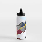 Snowcap Mountains, Graphic Collage Abstract, Eclectic Textures Patterns, Geometric Shapes Nature Landscape Winter Contemporary Water Bottle Gallery Image 3