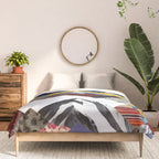 Snowcap Mountains, Graphic Collage Abstract, Eclectic Textures Patterns, Geometric Shapes Nature Landscape Winter Contemporary Comforter Gallery Image 3