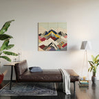 Snowcap Mountains, Graphic Collage Abstract, Eclectic Textures Patterns, Geometric Shapes Nature Landscape Winter Contemporary Wood Wall Art Gallery Image 2