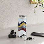 Snowcap Mountains, Graphic Collage Abstract, Eclectic Textures Patterns, Geometric Shapes Nature Landscape Winter Contemporary Water Bottle Gallery Image 4