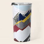 Snowcap Mountains, Graphic Collage Abstract, Eclectic Textures Patterns, Geometric Shapes Nature Landscape Winter Contemporary Travel Mug Gallery Image 3