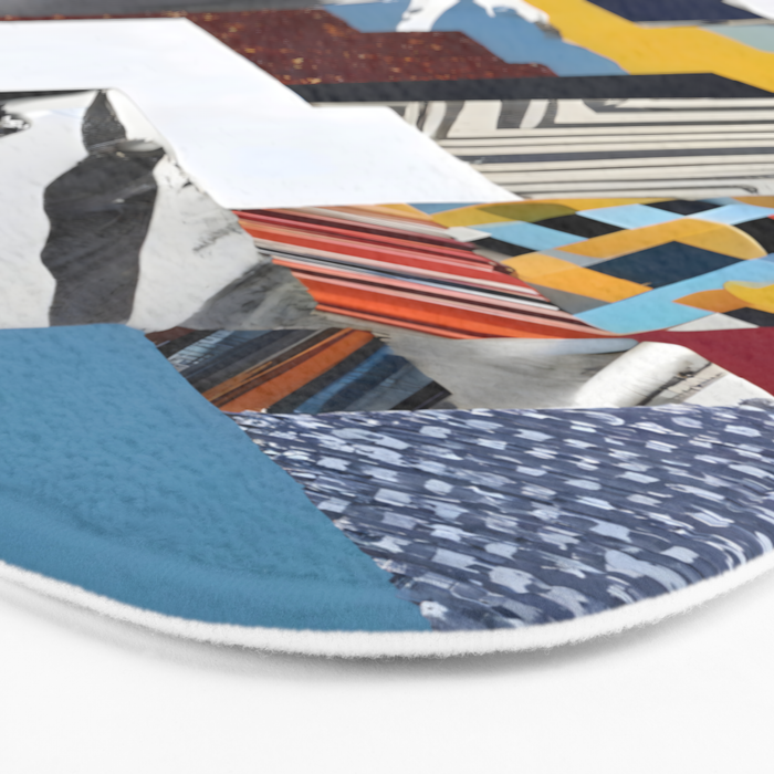 Snowcap Mountains, Graphic Collage Abstract, Eclectic Textures Patterns, Geometric Shapes Nature Landscape Winter Contemporary Bath Mat Gallery Image 3