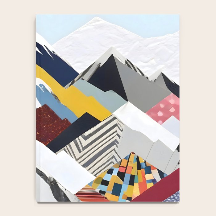 Snowcap Mountains, Graphic Collage Abstract, Eclectic Textures Patterns, Geometric Shapes Nature Landscape Winter Contemporary Notebook Gallery Image 4