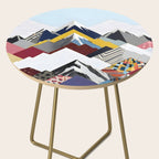 Snowcap Mountains, Graphic Collage Abstract, Eclectic Textures Patterns, Geometric Shapes Nature Landscape Winter Contemporary Side Table Gallery Image 2