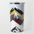 Snowcap Mountains, Graphic Collage Abstract, Eclectic Textures Patterns, Geometric Shapes Nature Landscape Winter Contemporary Travel Mug Gallery Image 1